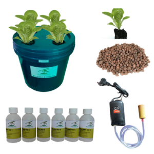 Kratky Hydroponics System | 4 Plants 15 Liter Bucket | Algae Free with Sun Light Protection | Complete Grower Kit